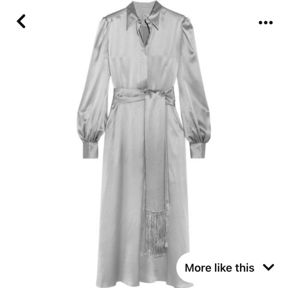 Hillier Bartley 100% Silk Silver Gray Long Sleeve Maxi MIDI Dress